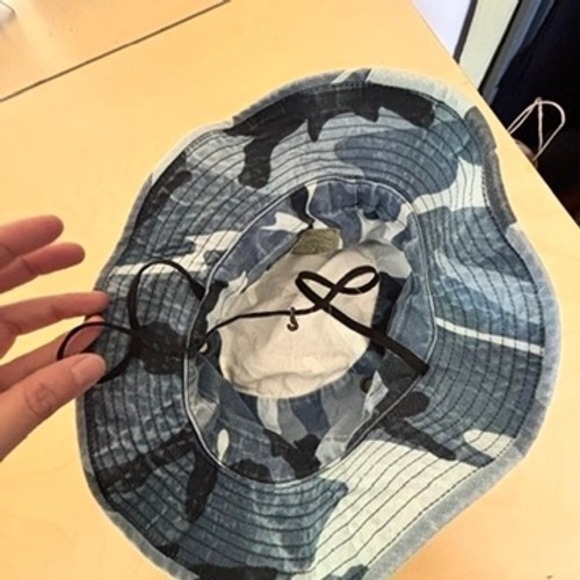 Military Boonie Hat Men Sz 7 Blue Camo Sun Bucket Tactical Fishing Hat - Picture 3 of 8